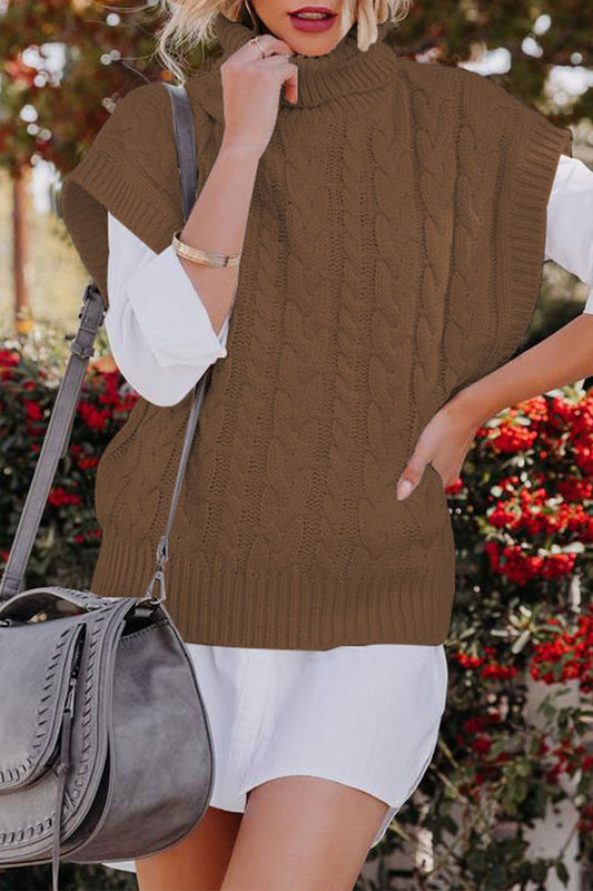 Suéteres casuales de cuello alto con parches sólidos (4 colores)