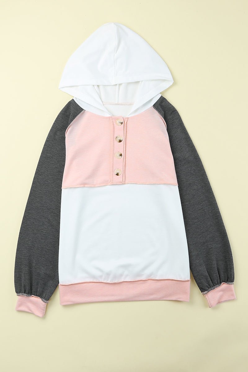Sudadera con capucha y cuello mandarín en contraste con bloques de color a la moda