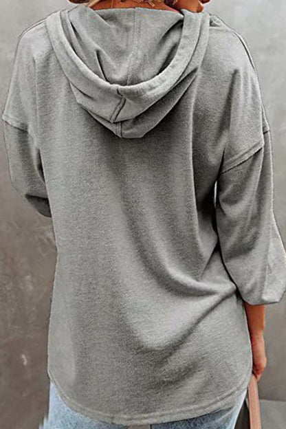 Sudadera informal con cuello en V y frenillo liso (8 colores)