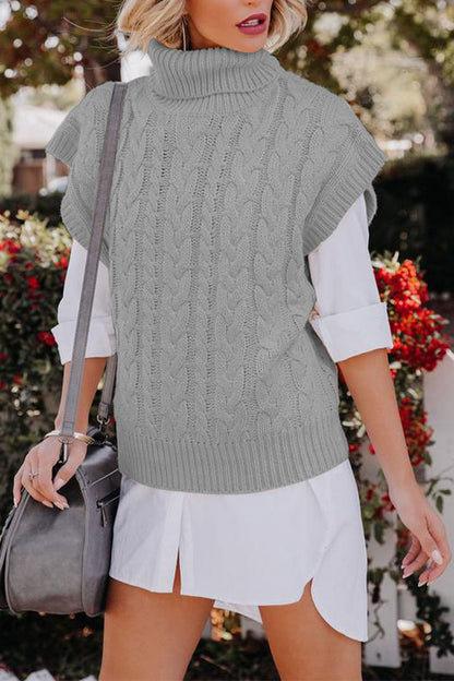 Suéteres casuales de cuello alto con parches sólidos (4 colores)