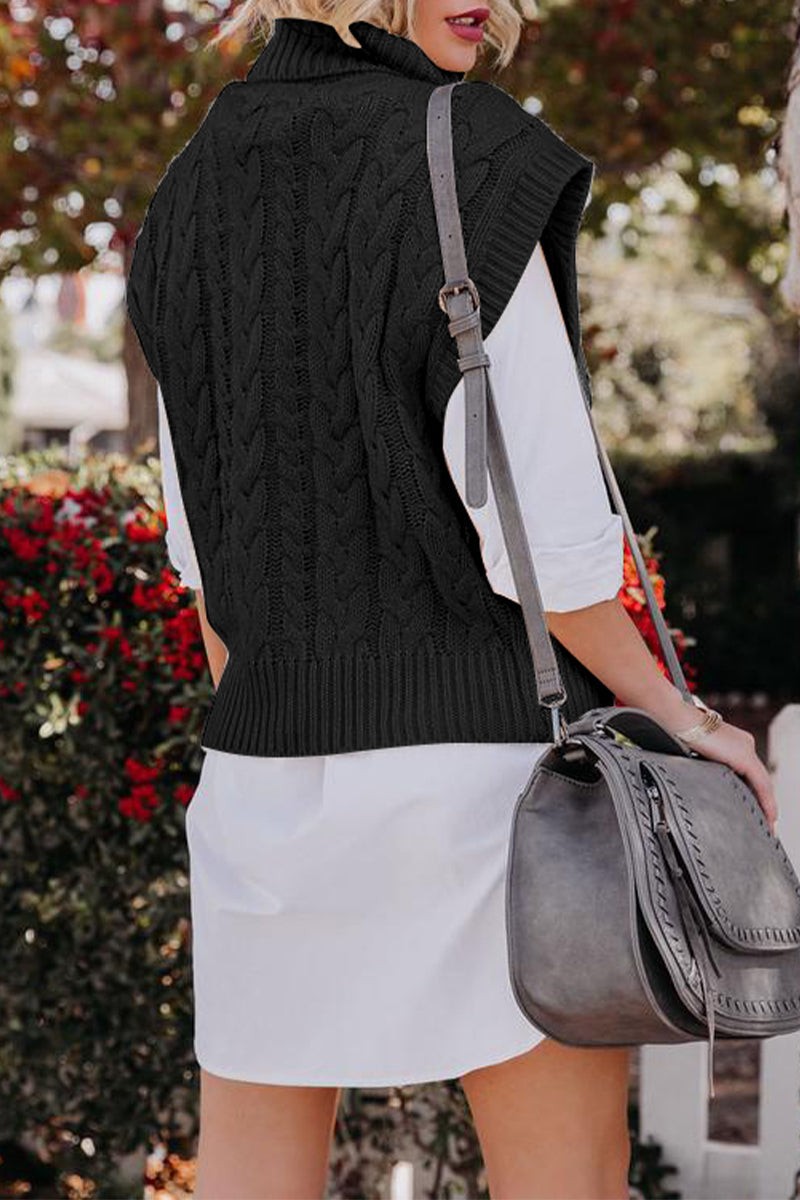 Suéteres casuales de cuello alto con parches sólidos (4 colores)