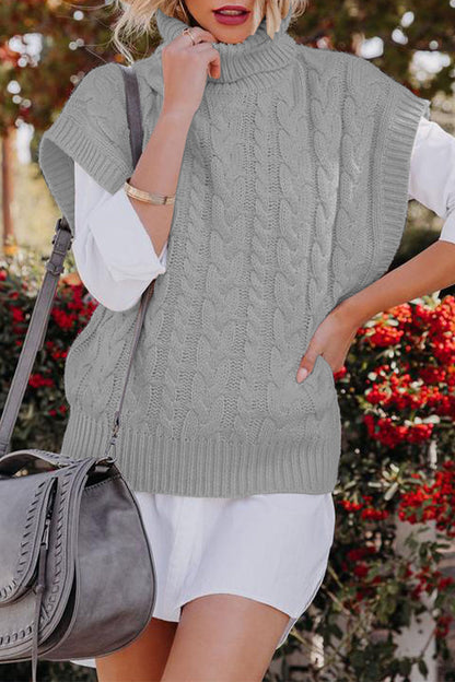 Suéteres casuales de cuello alto con parches sólidos (4 colores)