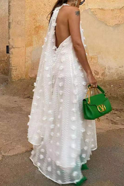 Vestidos sexis lisos de patchwork con espalda descubierta y cuello halter recto