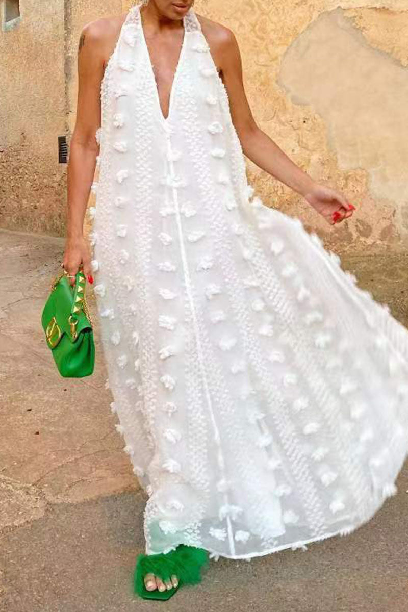 Vestidos sexis lisos de patchwork con espalda descubierta y cuello halter recto