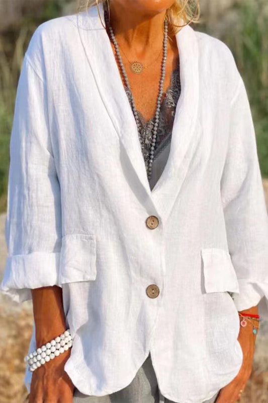 Prenda exterior informal con botones lisos y cuello vuelto (5 colores)