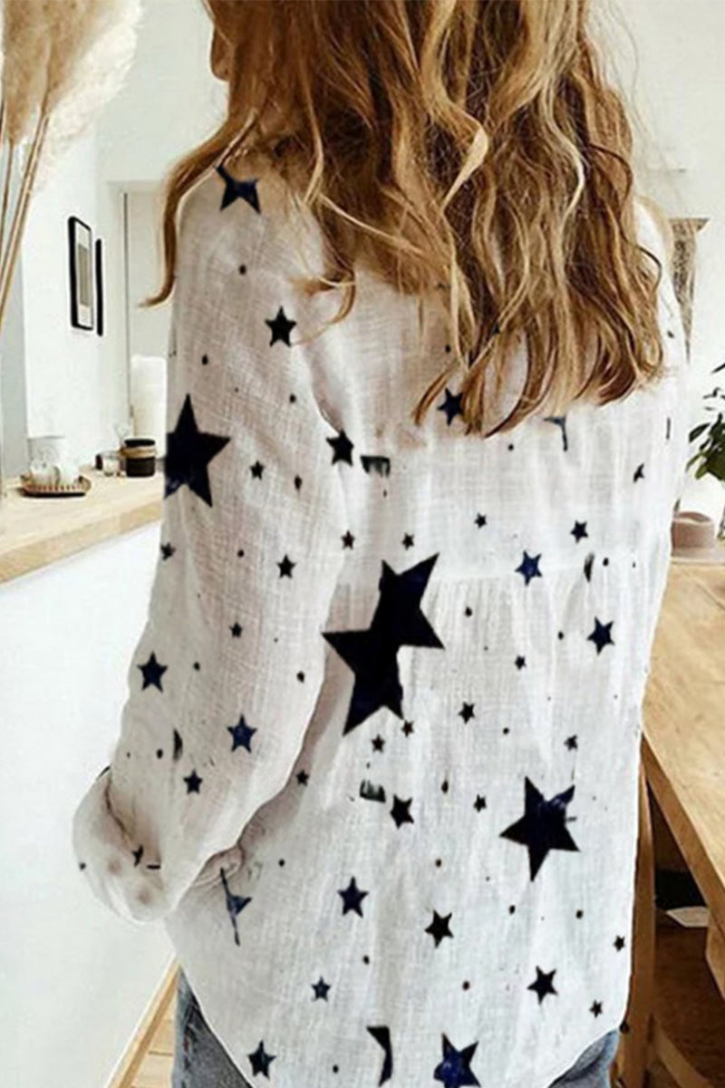 Tops casuales de moda con cuello vuelto y estampado de patchwork de lunares