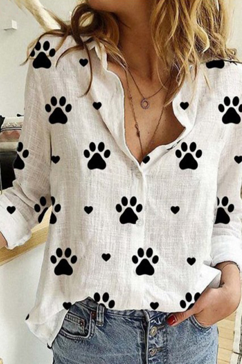 Tops casuales de moda con cuello vuelto y estampado de patchwork de lunares
