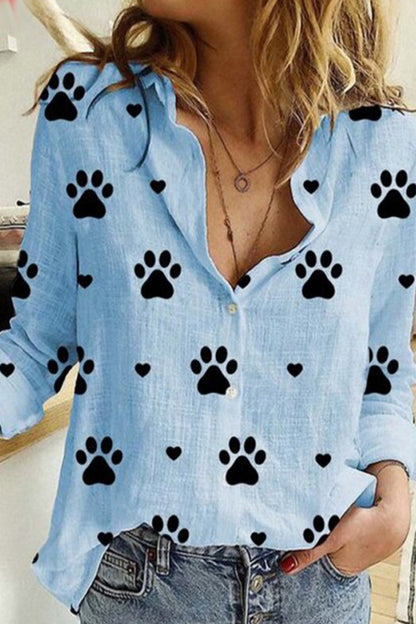 Tops casuales de moda con cuello vuelto y estampado de patchwork de lunares