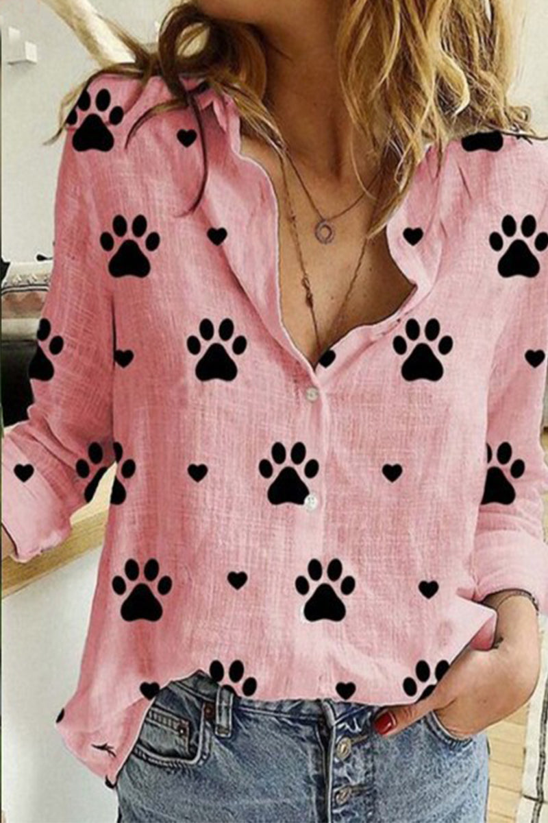 Tops casuales de moda con cuello vuelto y estampado de patchwork de lunares