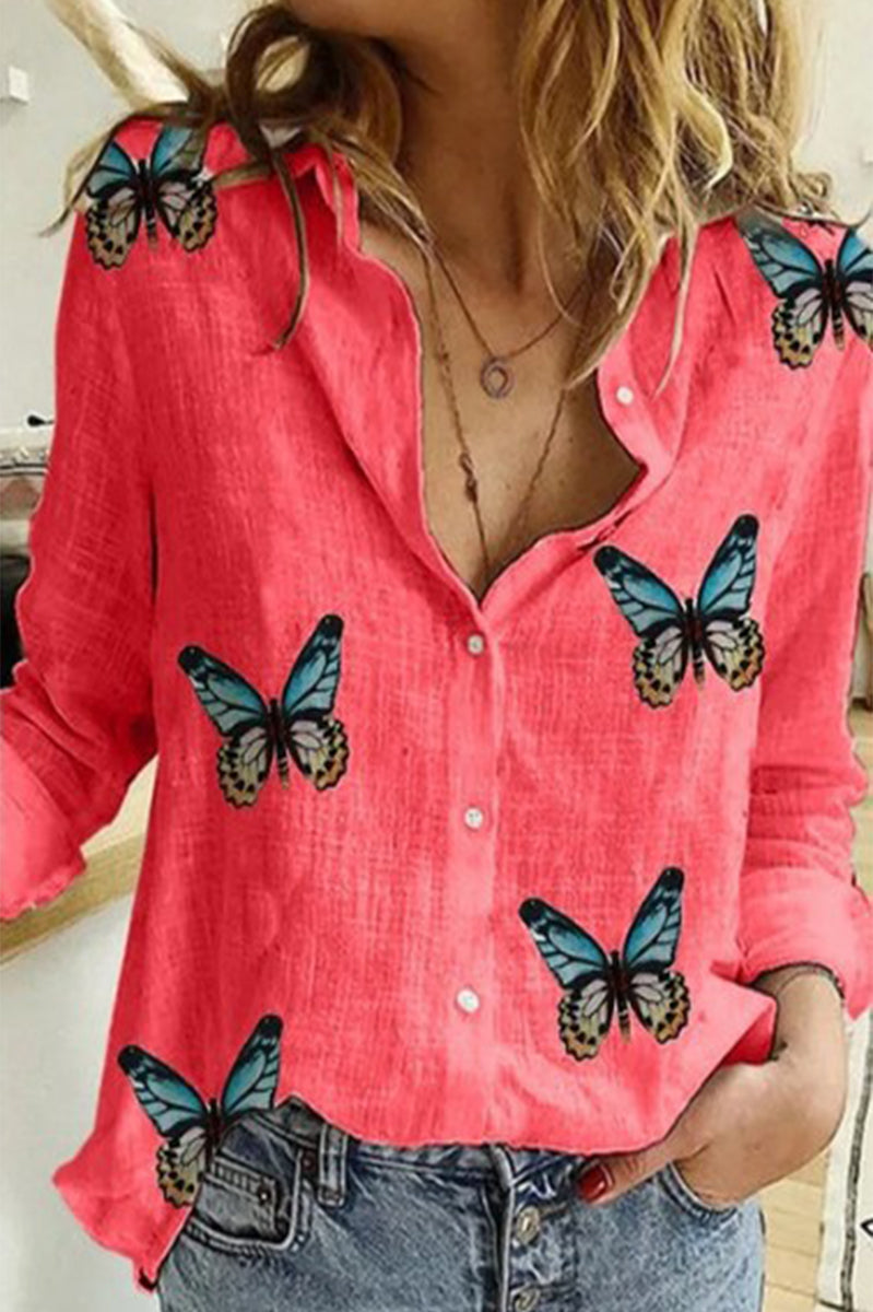 Tops casuales de moda con cuello vuelto y estampado de patchwork de lunares