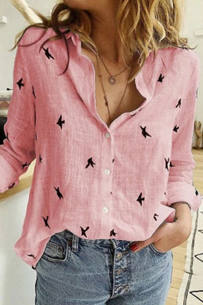 Tops casuales de moda con cuello vuelto y estampado de patchwork de lunares