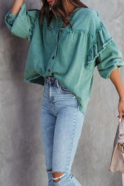 Prendas de abrigo de cuello mandarín con botones lisos de moda