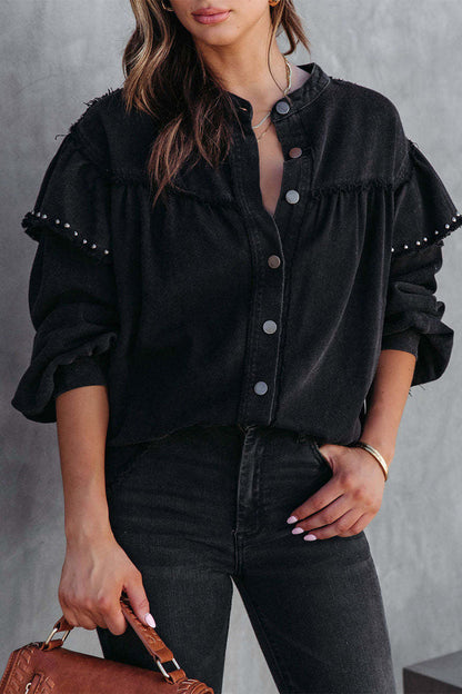 Prendas de abrigo de cuello mandarín con botones lisos de moda