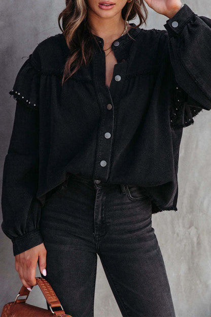 Prendas de abrigo de cuello mandarín con botones lisos de moda
