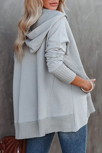 Sudadera con capucha y cuello con hebilla y bolsillo liso informal (9 colores)
