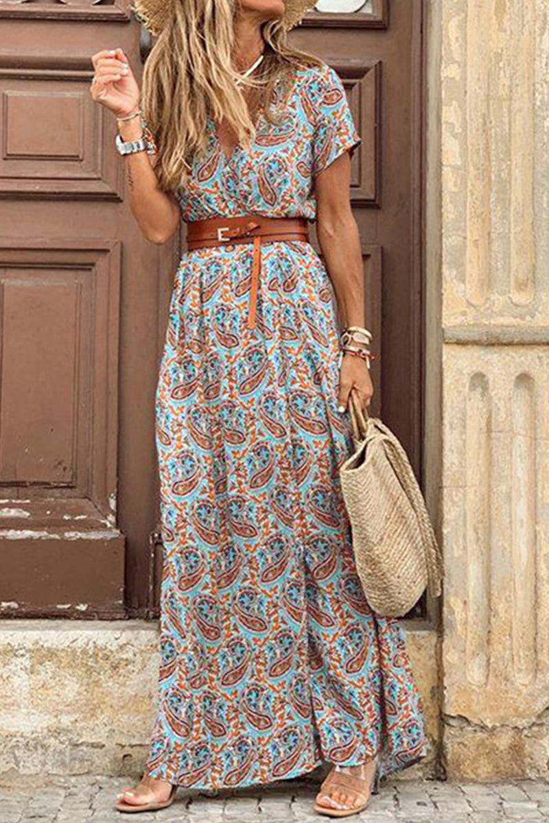 Vestidos de princesa con cuello en V y estampado elegante (3 colores)