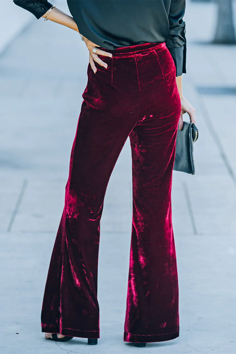 Street Elegant Boot Cut Mid Waist Speaker Bottoms(3 Colors)