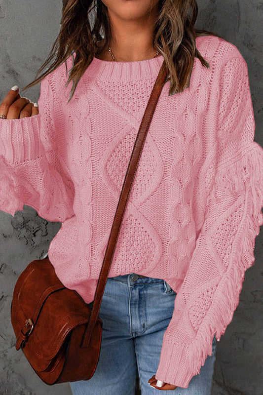 Suéteres elegantes y dulces con borlas lisas y cuello redondo (8 colores)