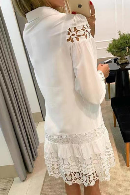 Vestidos elegantes con cuello camisero en contraste sólido