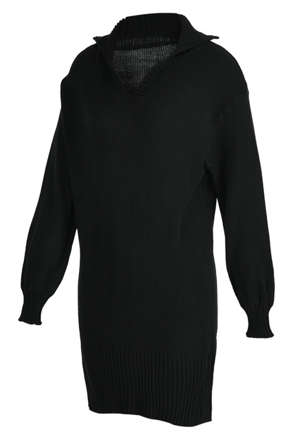 Vestidos rectos casuales con cuello vuelto y parches lisos (4 colores)