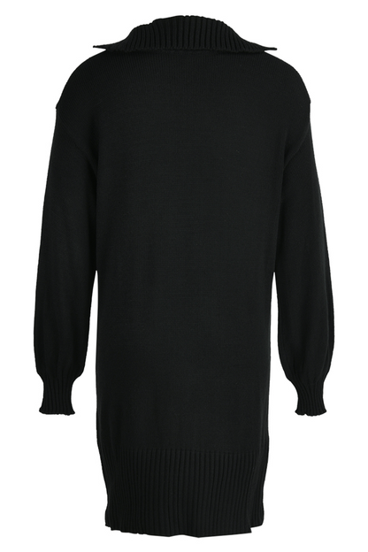 Vestidos rectos casuales con cuello vuelto y parches lisos (4 colores)