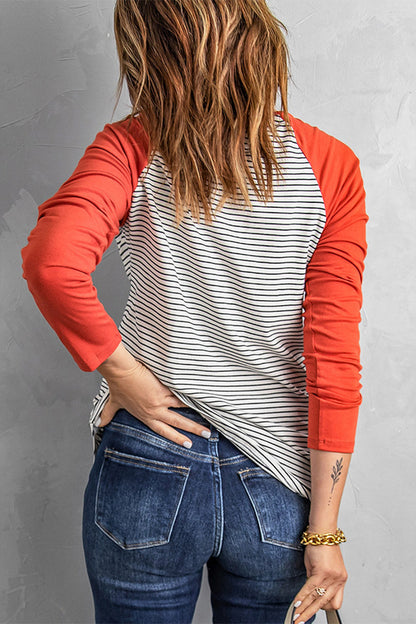 Tops casuales de cuello redondo con patchwork