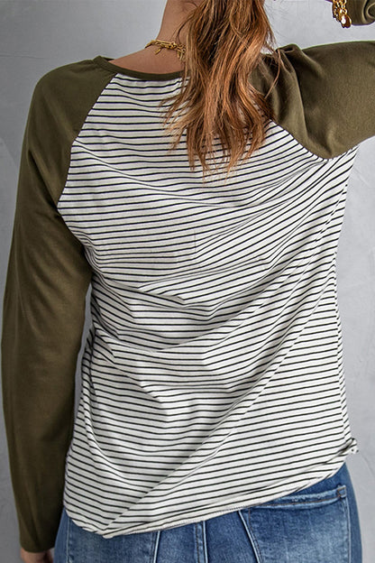Tops casuales de cuello redondo con patchwork