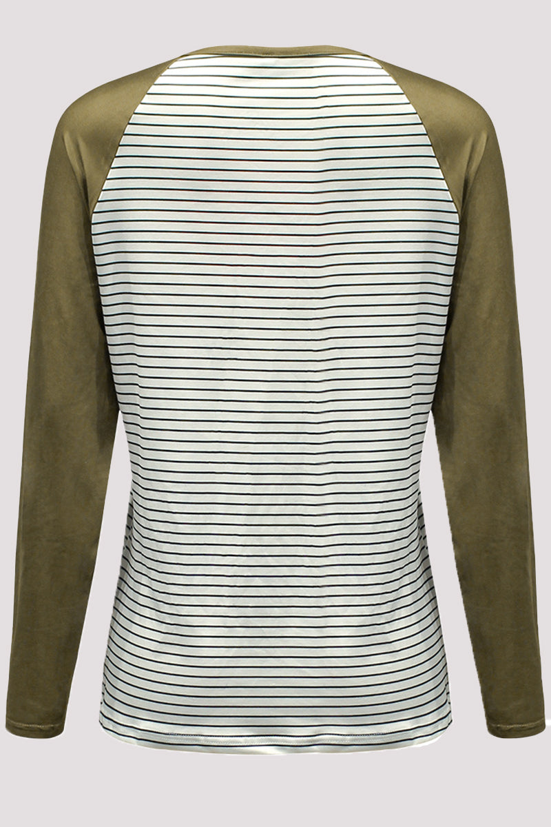 Tops casuales de cuello redondo con patchwork