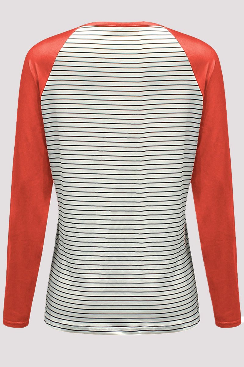 Tops casuales de cuello redondo con patchwork