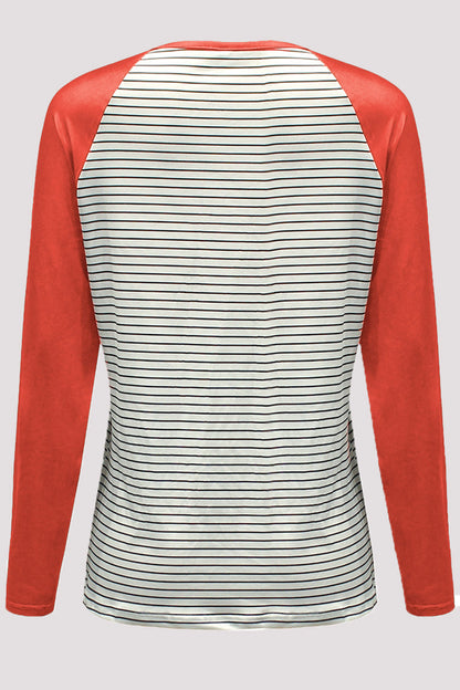 Tops casuales de cuello redondo con patchwork