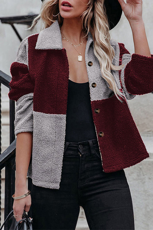Chaqueta con cuello vuelto, patchwork y bloques de color urbano (5 colores)