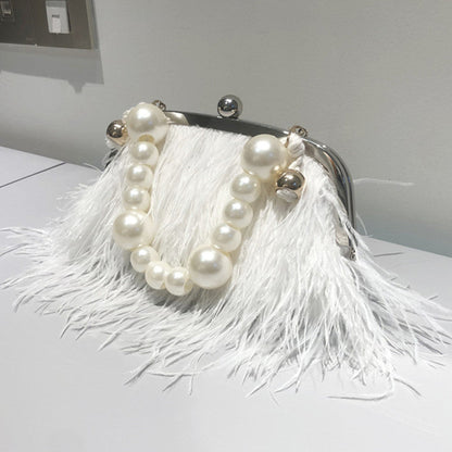 Bolsos de plumas y perlas con patchwork para fiestas diarias