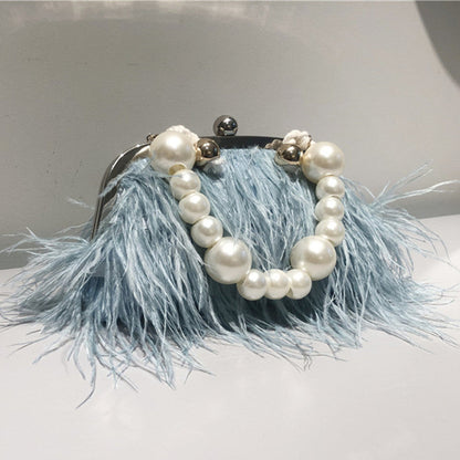 Bolsos de plumas y perlas con patchwork para fiestas diarias