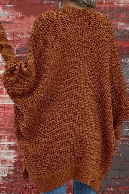 Cárdigan informal de color liso con cuello en V y mangas murciélago (8 colores)
