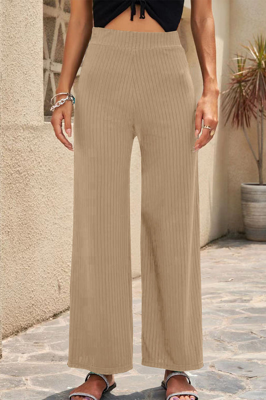 Pantalones casuales rectos de cintura media de color liso (6 colores)