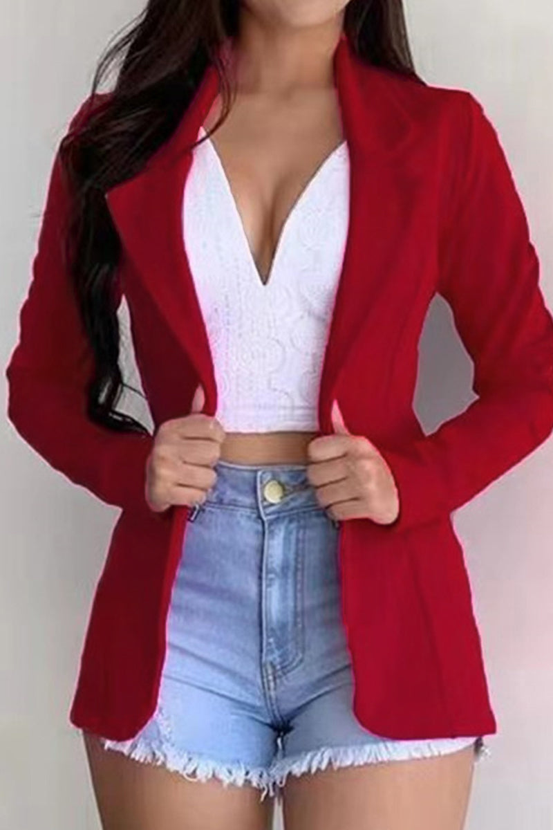 Prendas de abrigo ajustadas con cuello vuelto informal de moda (6 colores)