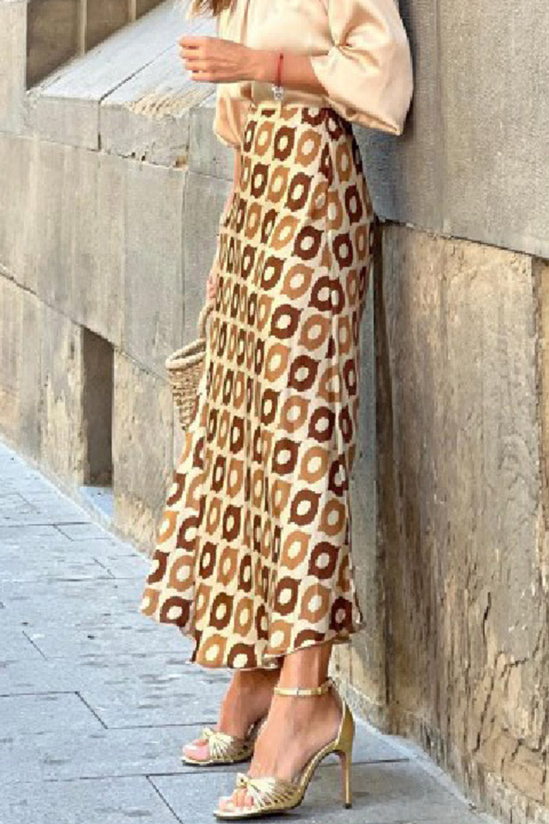Pantalones de corte acampanado con estampado de lunares dulces y estampado completo