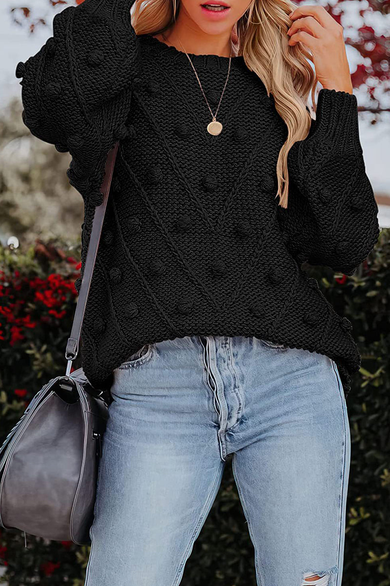Suéteres casuales de cuello redondo en color liso (7 colores)