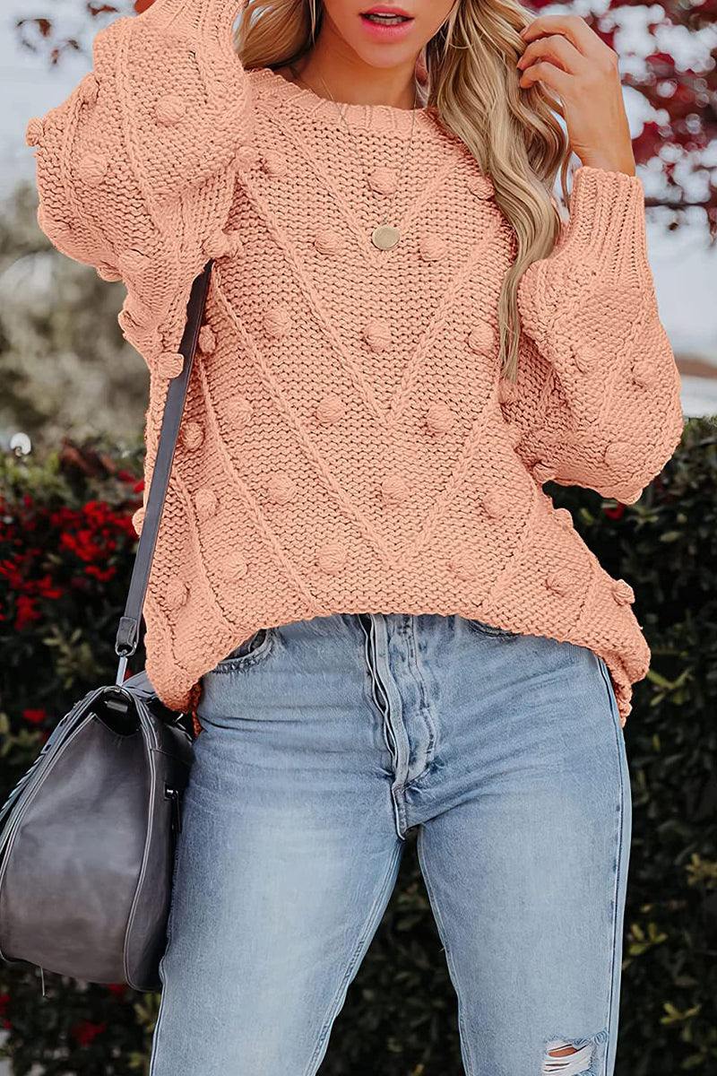 Suéteres casuales de cuello redondo en color liso (7 colores)