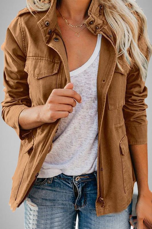 Prendas de abrigo informales con cuello vuelto y parches lisos (5 colores)
