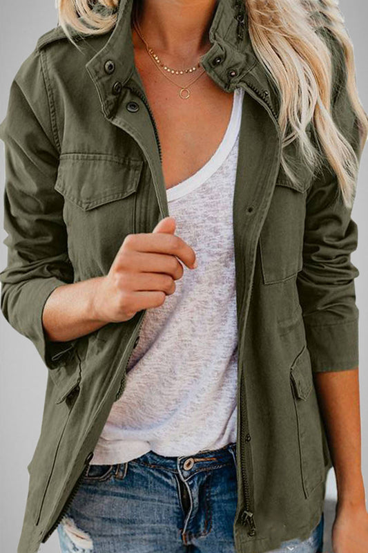 Prendas de abrigo informales con cuello vuelto y parches lisos (5 colores)
