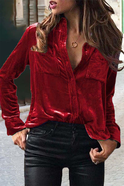 Blusas elegantes con cuello camisero, hebilla y color liso (11 colores)