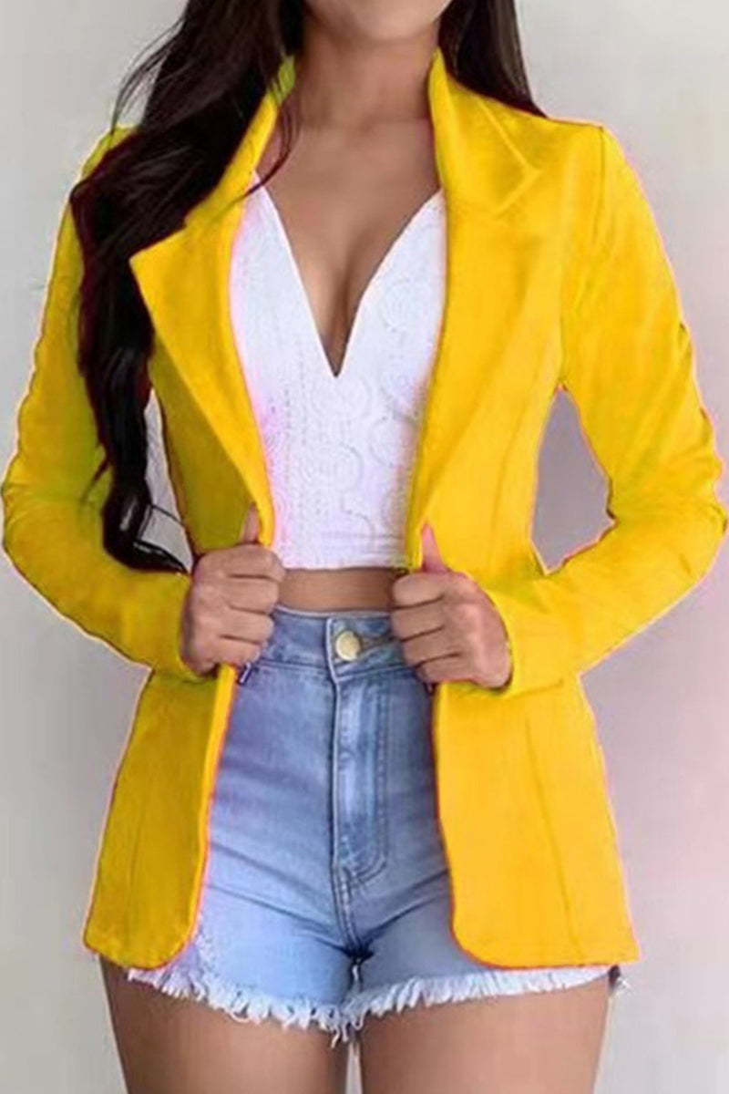 Prendas de abrigo ajustadas con cuello vuelto informal de moda (6 colores)