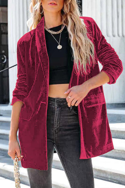 Prendas de abrigo de cuello convencional de color sólido de moda