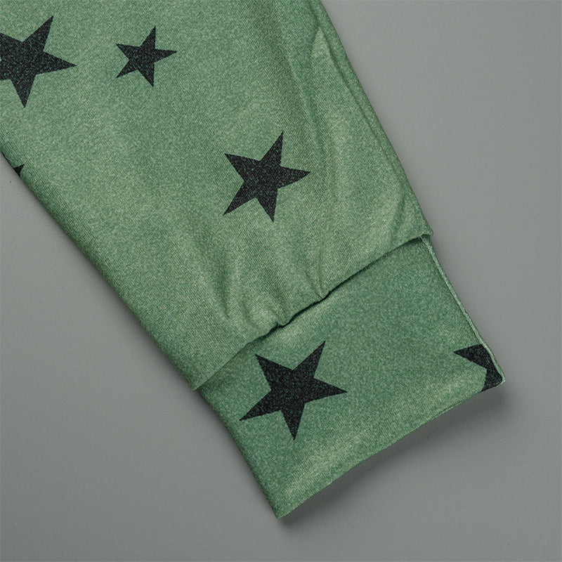 Sudadera con capucha informal con cuello y cremallera y estampado de estrellas (8 colores)