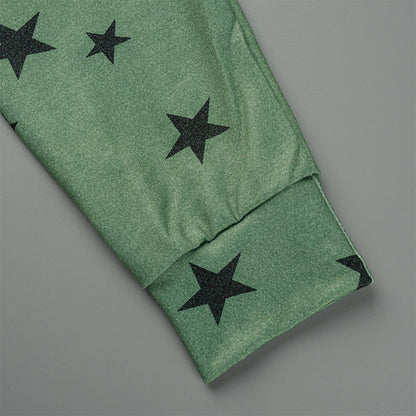 Tops casuales con cuello y cremallera de patchwork de estrellas (8 colores)