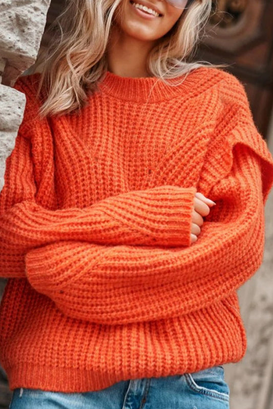 Suéteres elegantes y dulces de cuello redondo con parches sólidos (3 colores)