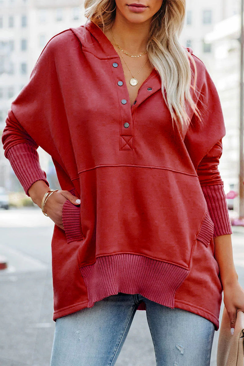 Sudadera con capucha y cuello con hebilla y bolsillo liso informal (9 colores)