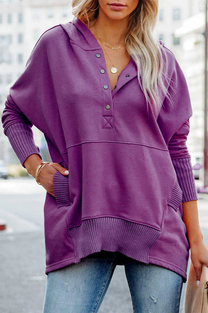 Sudadera con capucha y cuello con hebilla y bolsillo liso informal (9 colores)