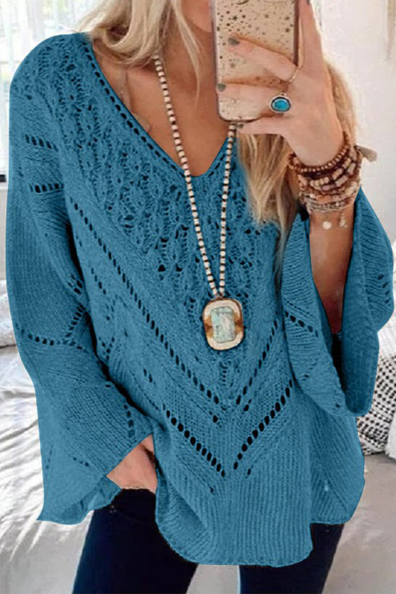 Elegantes blusas lisas con cuello en V ahuecado